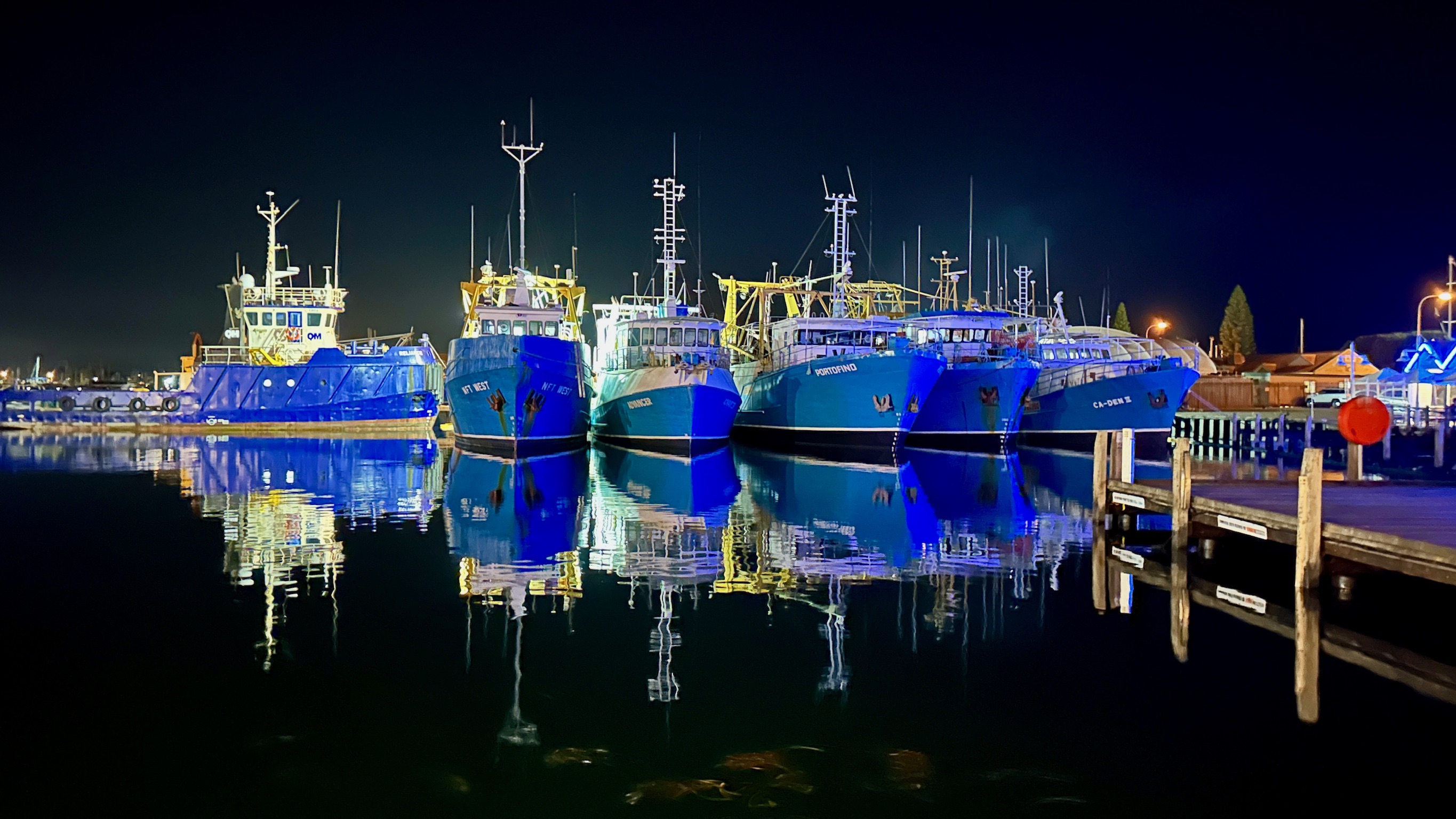 Fishing boats at night